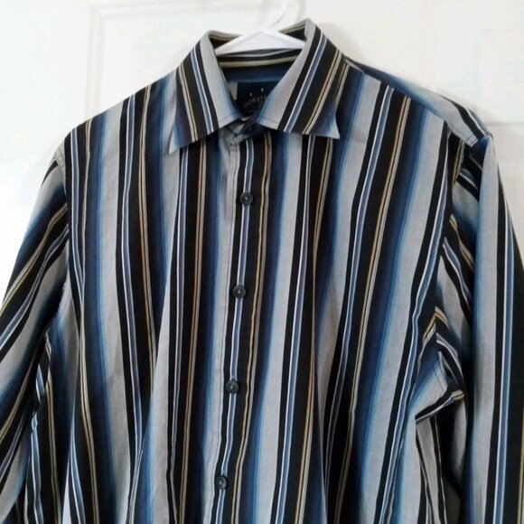 Indigo Palms Tommy Bahama Shirt Men's Size Medium Button Up Striped Long Sleeve - Picture 2 of 6